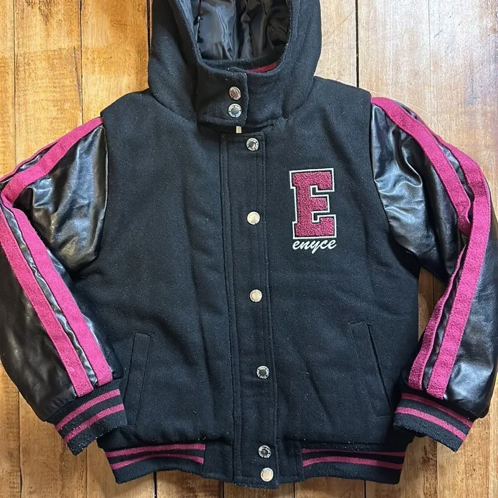 ENYCE NY Jacket size 6 varsity jacket black unisex Letterman 90s Y2K streetwear
